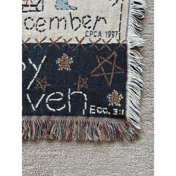 Vintage Christian Blanket Woven Tapestry Ecclesiasties Cottagecore Prairie Cozy - Picture 2 of 10